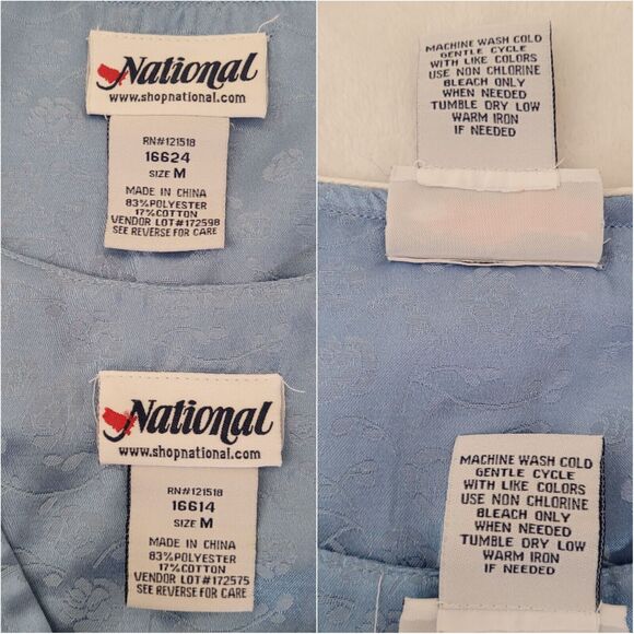 Vintage National Blue Floral Satin Burnout Peignoir Robe & Nightgown Set Medium‎ - Picture 3 of 7